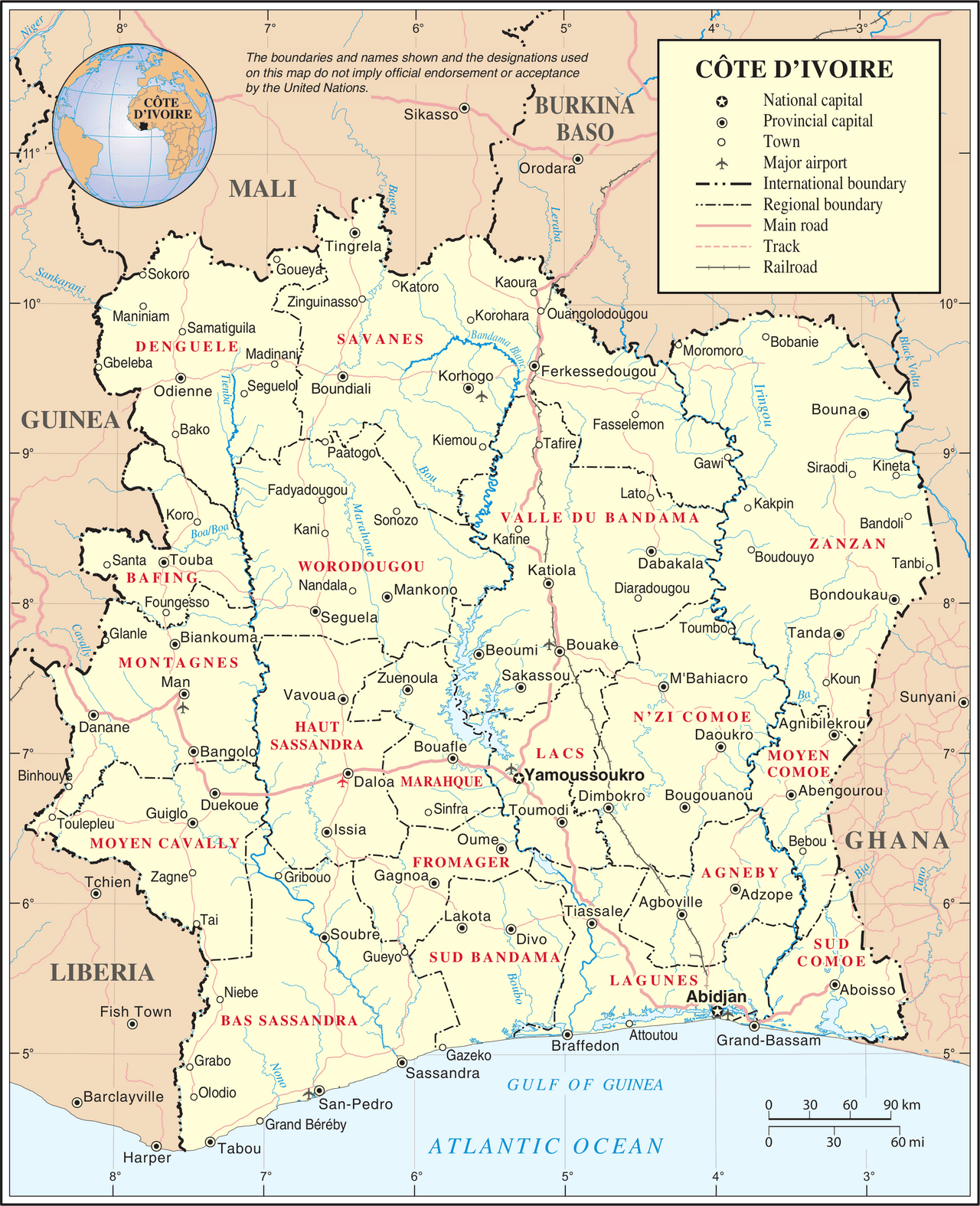 Carte de la Côte d'Ivoire